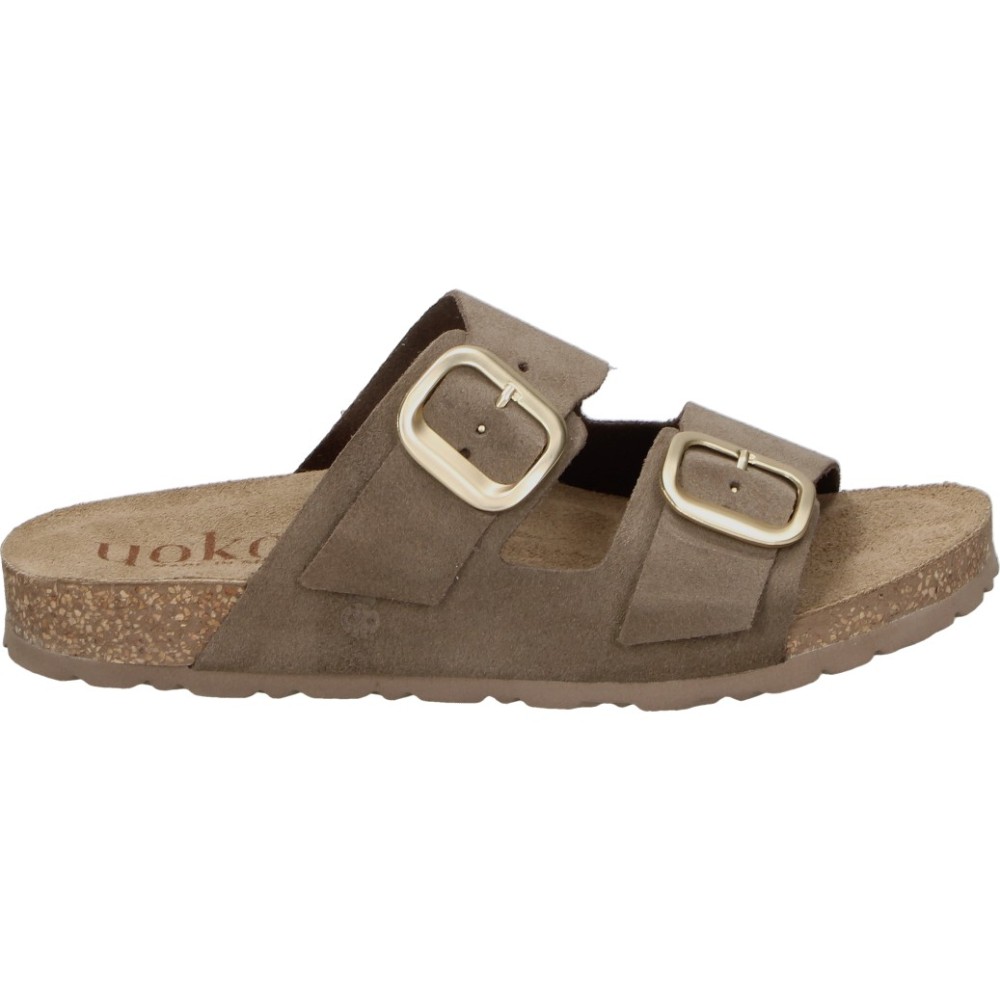 YOKONO | Sandalias de Piel Yokono Jerba para Mujer – Sandalias Bio Marrones – Sandalia Destalonada con Ajuste de Hebilla – Sandalia de Verano Slip On – Estilo Casual – Alta Calidad – Versátiles y Cómodas – Modelo JERBA-700