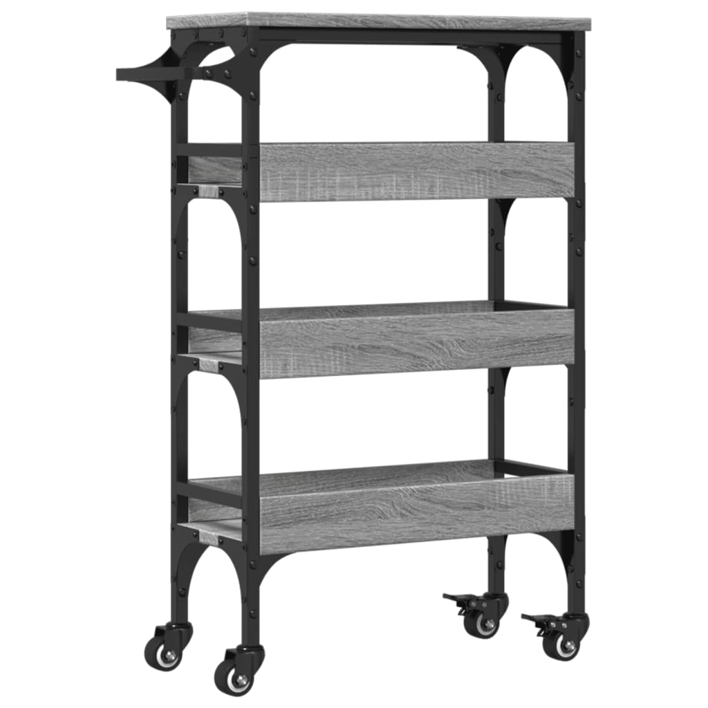vidaXL Carrito de cocina madera de ingeniería gris Sonoma 53x20x76 cm