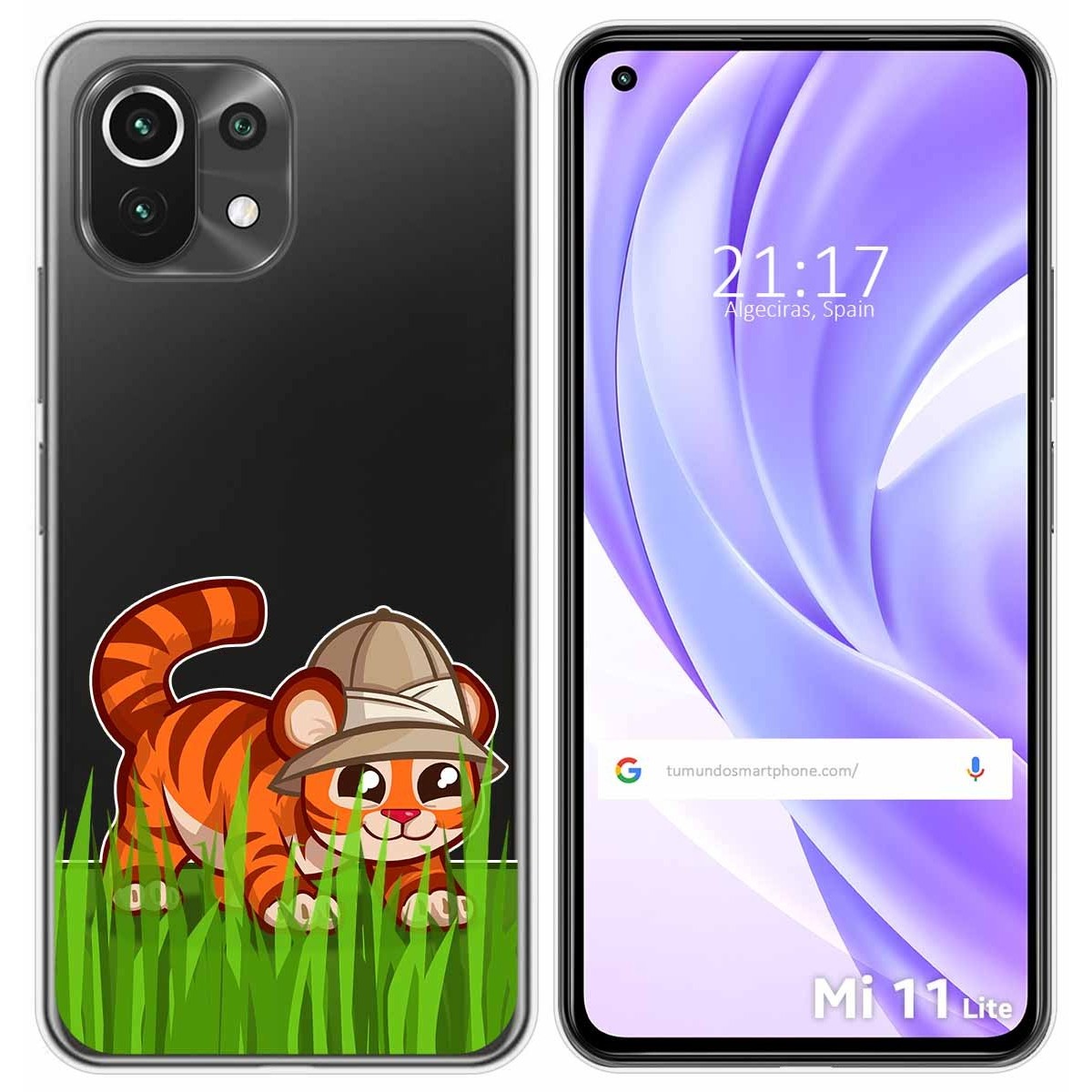 Tumundosmartphone Funda Gel Transparente para Xiaomi Mi 11 Lite 4G / 5G / 5G NE diseño Tigre Dibujos