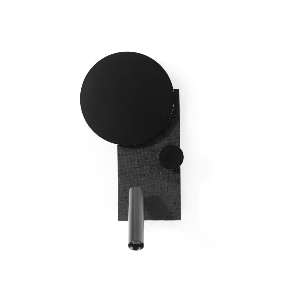 Aplique de pared Faro Barcelona - Klee con brazo de lectura derecho, LED de 10 W, LED integrado, regulador de intensidad, doble interruptor, negro