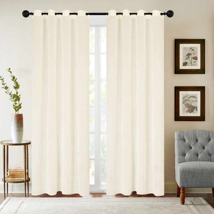 STARLEY-Cortina para Ventana Dormitorio Translúcidas Visillos Paneles para Ventanas Cortinas Poliéster Translucida de Dormitorio Moderno Ojales Cortina Ventana Visillos Salon 140X260 cm