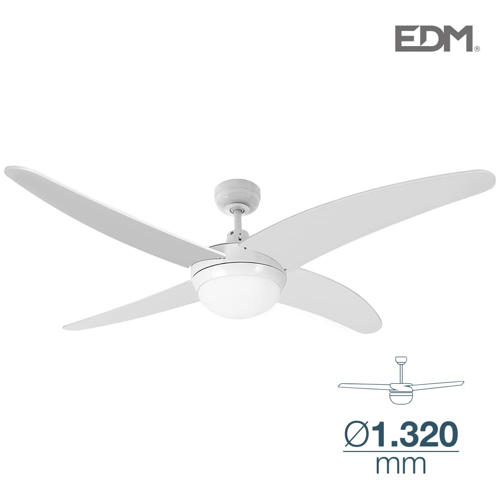 Ventilador de techo modelo caspio blanco potencia: 60w aspas: ø132cm con mando a distancia edm
