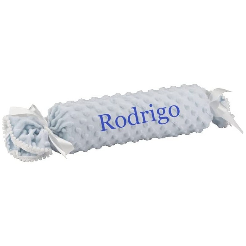 danielstore- Cojín Bebe Personalizado con nombre bordado desenfundable. (Caramelo celeste)