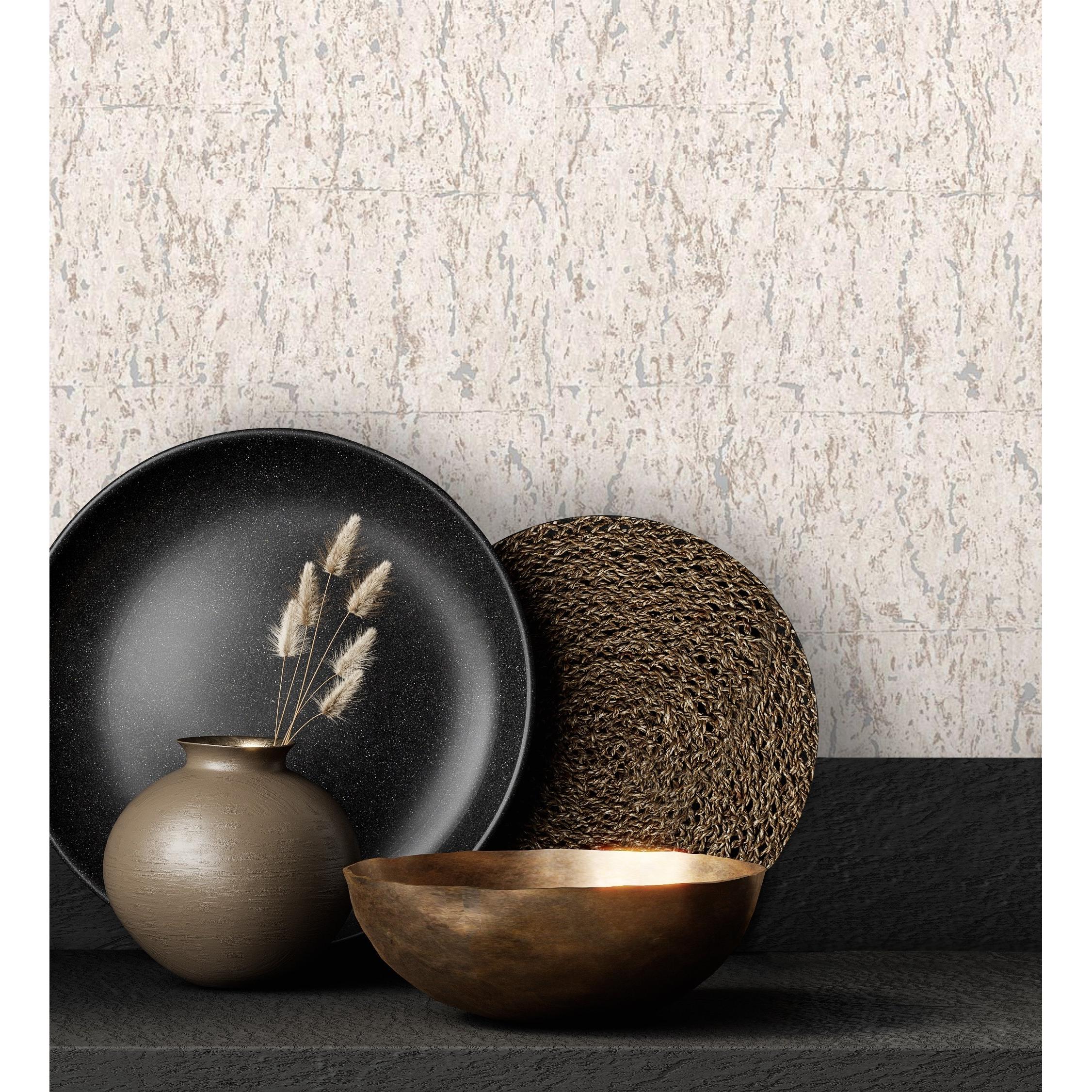 Papel pintado vinílico lavable texturizado con inserciones en relieve color metalizado - Murat 676299 de GAULAN - Rollo de 10 m x 1,06 m