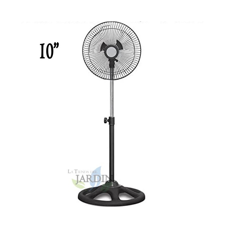 SUINGA Ventilador de pie 10" 45W 3 velocidades y altura regulable hasta 1 metro ideal para enfriar espacios pequeños