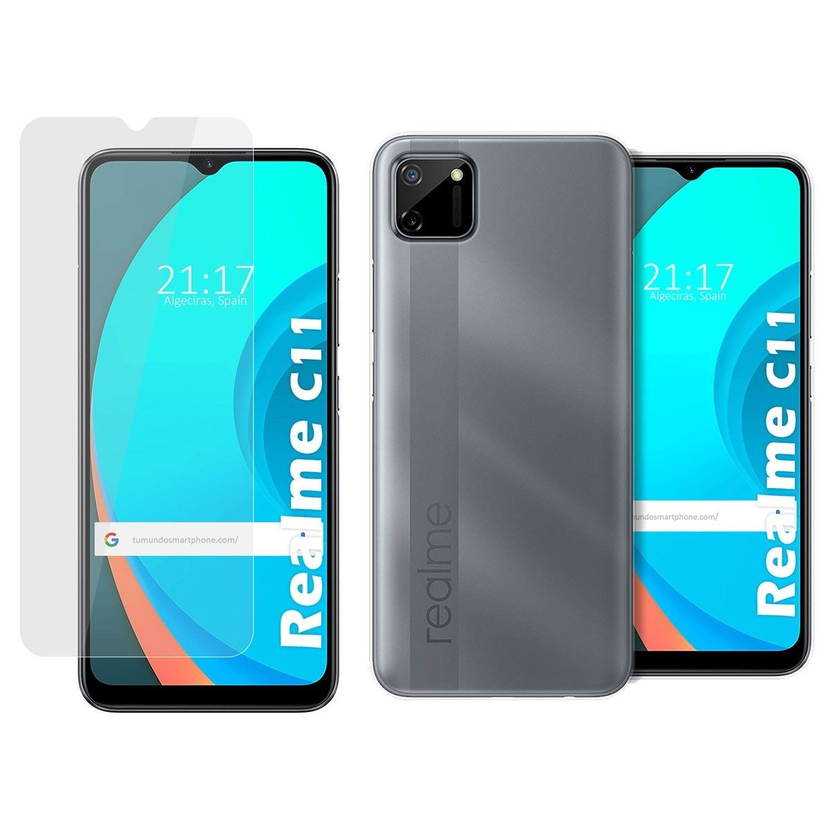 Tumundosmartphone Pack 2 En 1 Funda Gel Transparente + Protector Cristal Templado para Realme C11