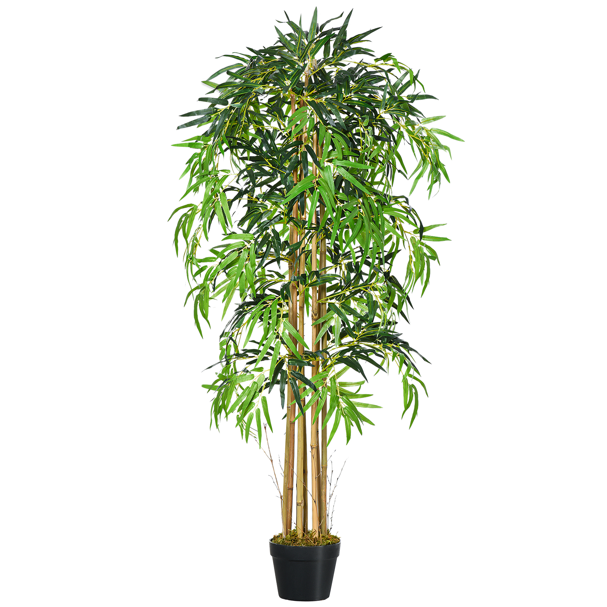 Árbol Planta Sintética Realista Decorativa para Casa Oficina Ø18x150 cm VerdeOutsunny Bambú Artificial 150cm con Maceta