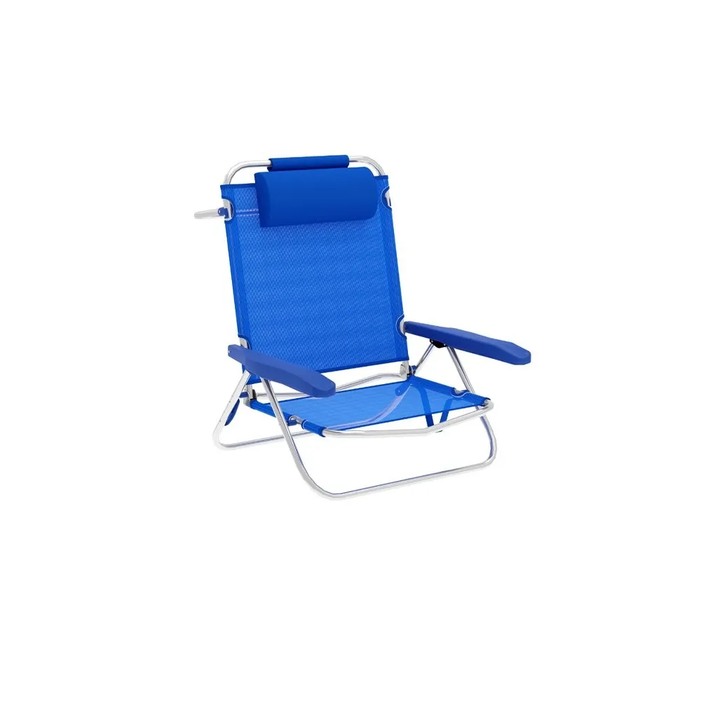 Marbueno silla plegable 5 posiciones aluminio cojin azul