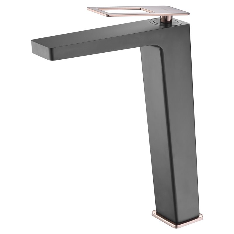Imex Suecia BDC032-3NOR grifo monomando para lavabo de caño alto acabado negro mate y oro rosa