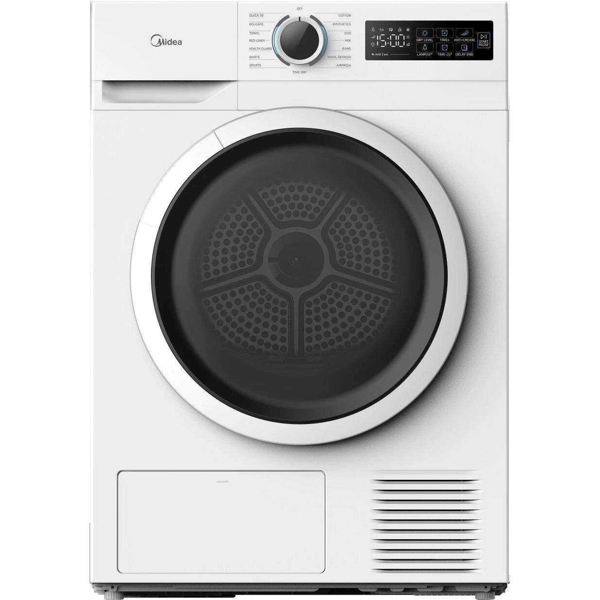 Midea - Lavadora de carga frontal MF110W80BA10/W-ES de 8 kg y 1400 rpm, clase energética A, blanco, motor estándar y bajo nivel de ruido (72 dB)