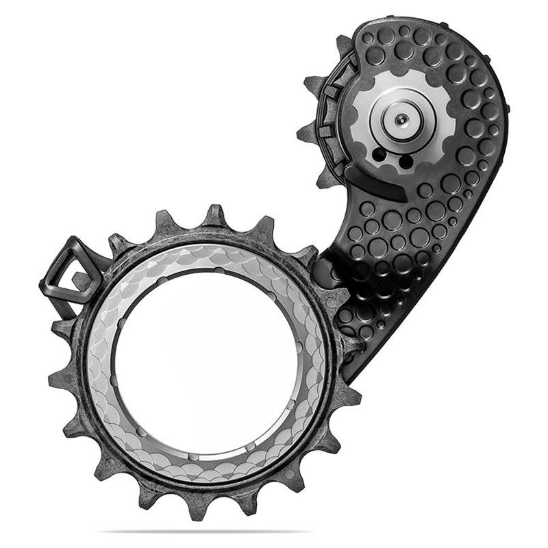 Jaula de desviador trasero Hollowcage Shimano 9200 Titanio para bicicleta de carretera, diseño monoplaca aerodinámico con rodamientos cerámicos y poleas silenciadoras, compatible con Dura-Ace 9250 de 12 velocidades y cassette hasta 34T