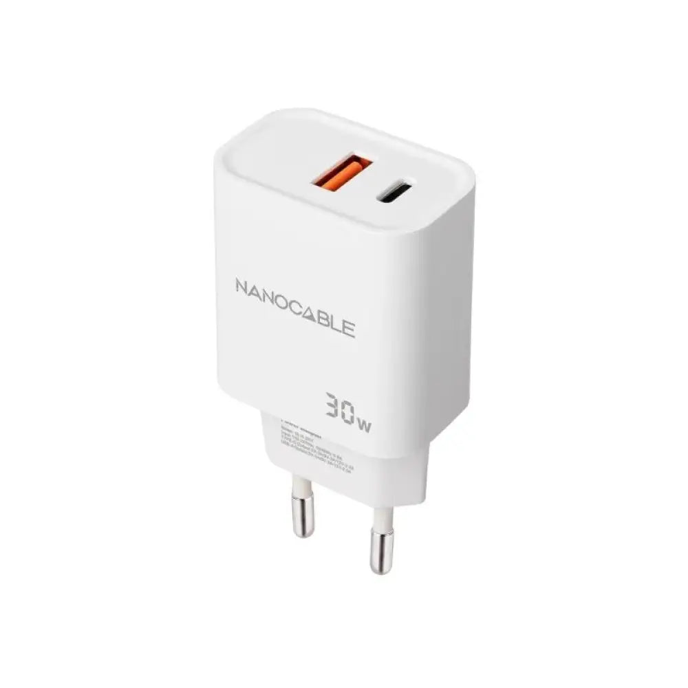 Cargador de pared Nanocable 10.10.2011 30W USB-C PD/USB-A QC compacto blanco