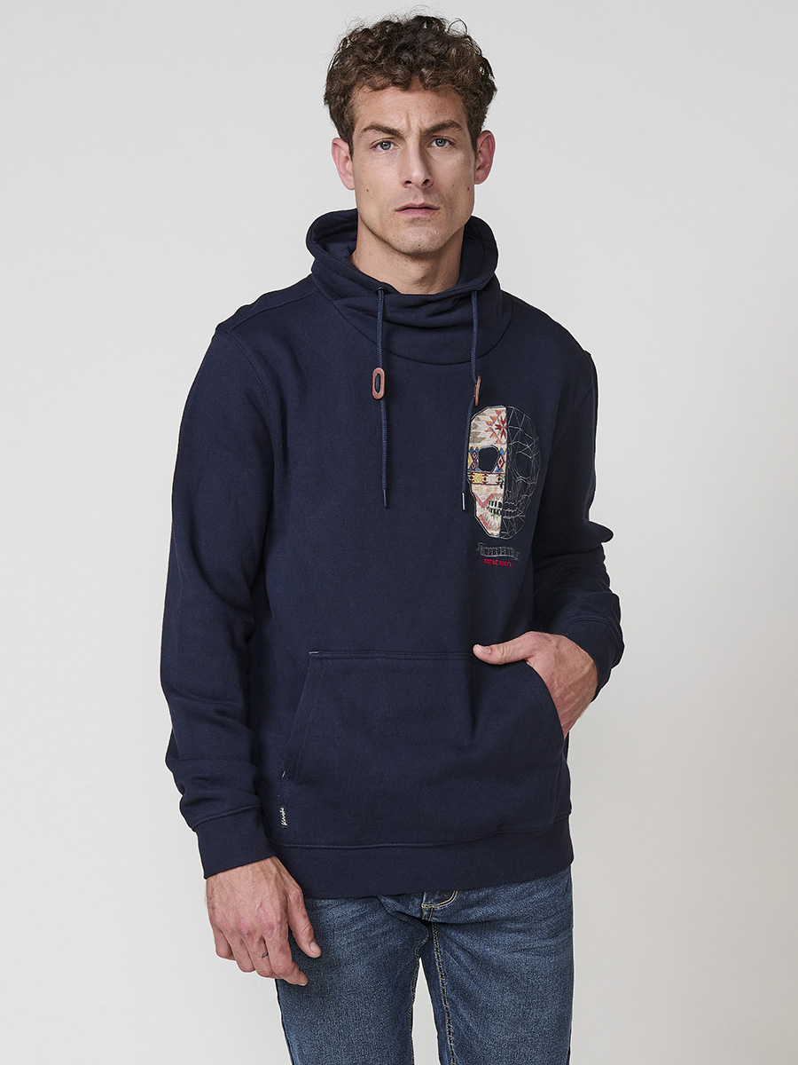 Koroshi Sudadera hombre cuello alto ajustable cordón.