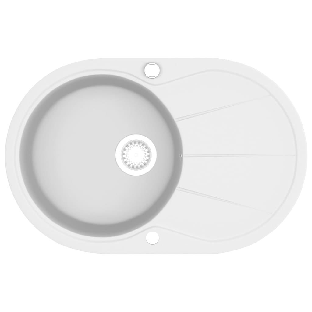 vidaXL Fregadero de Cocina de Granito con Seno Ovalado Vajillas Platos Color Beige,  Blanco,  Gris y mas