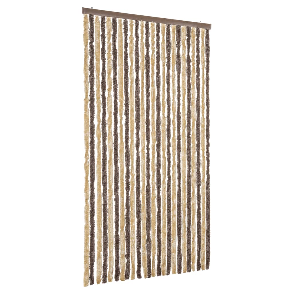 vidaXL Cortina antimoscas chenilla 100x220 cm Color dark brown and beige,  azul/blanco/plateado,  Beige y marrón y mas