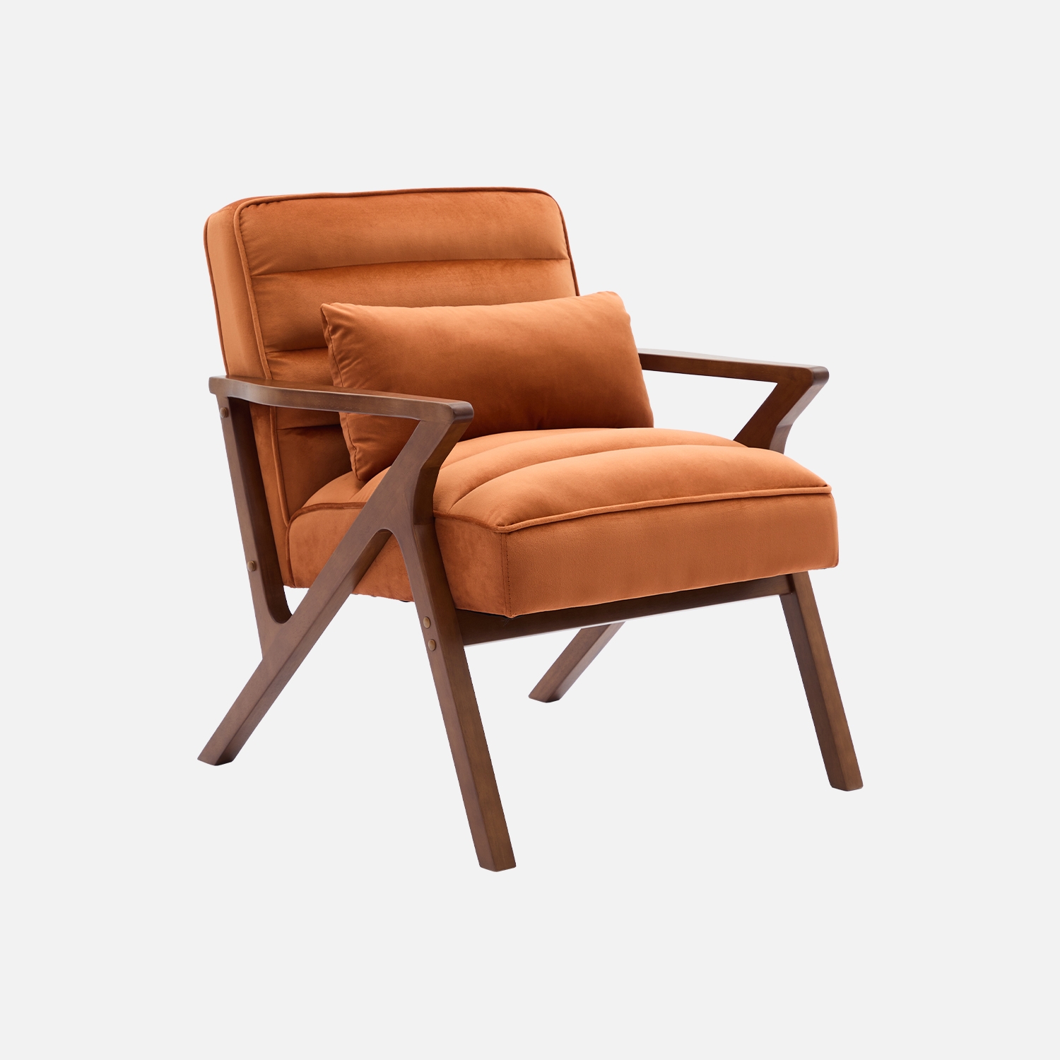 sweeek - Sillón escandinavo de madera de hevea y terciopelo , Antoine terciopelo , 70x75x81