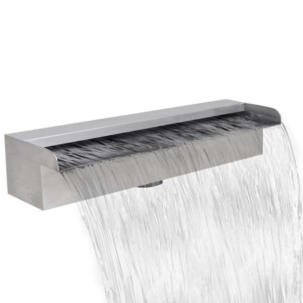 vidaXL Fuente Cascada Rectangular Piscina Acero Inoxidable Adorno Agua Dimensiones 30 cm,  45 cm,  60 cm y mas