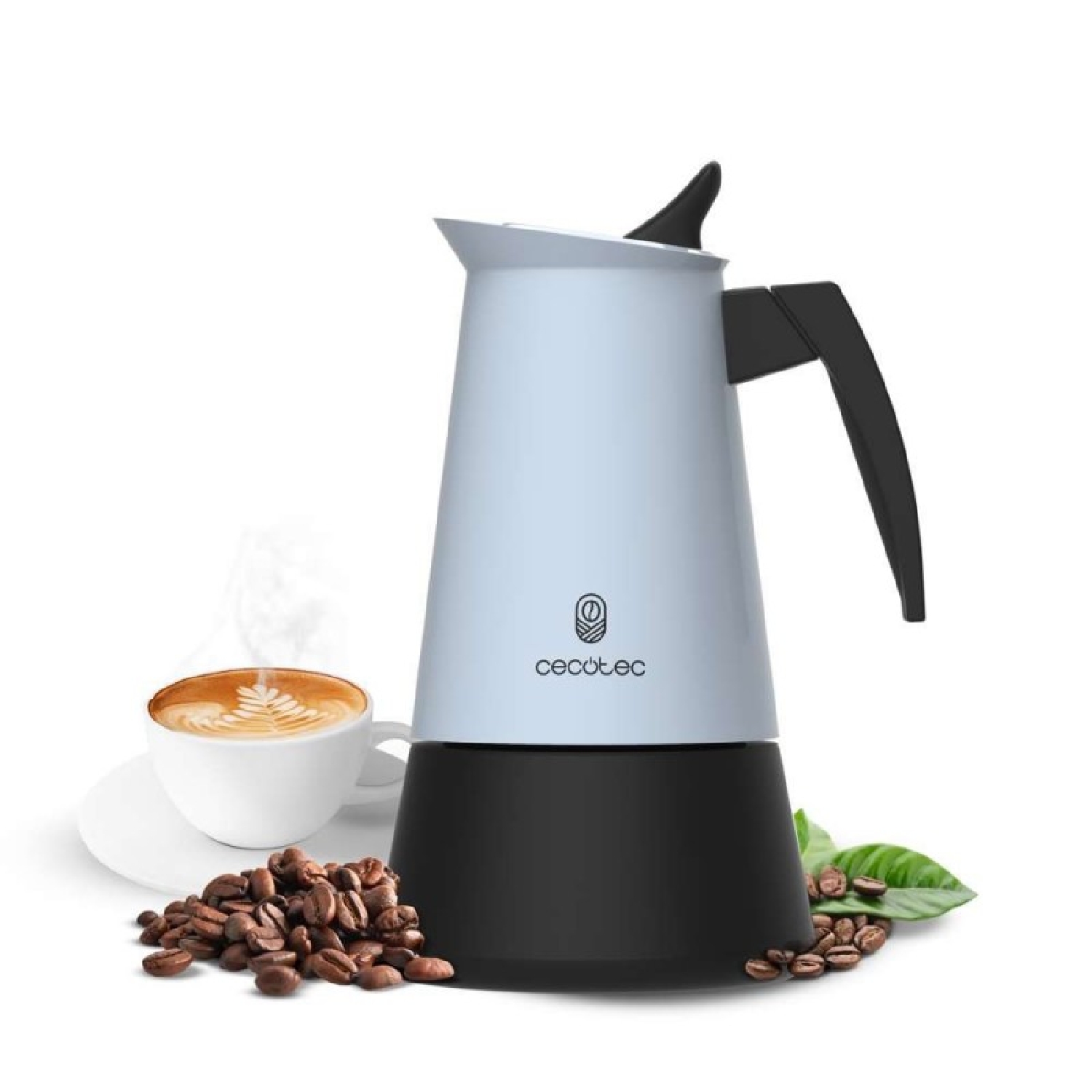 Cecotec Cafetera Italiana Piccolina 600 Blue. 300ml, 6 Tazas de Café, Acero Inoxidable, Apta Todas Superficies, Filtro Premium