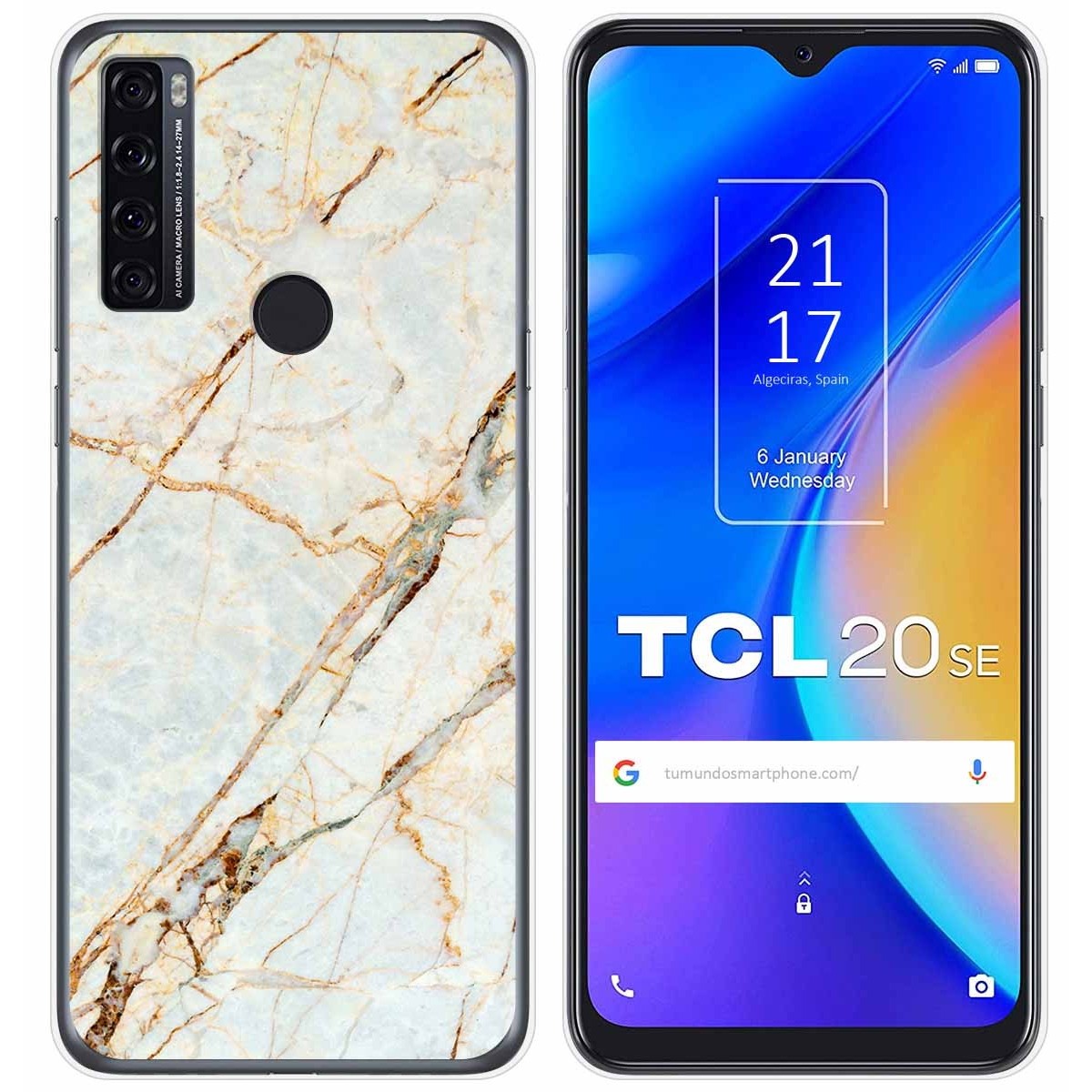 Tumundosmartphone Funda Gel Tpu para TCL 20 SE diseño Mármol 13 Dibujos