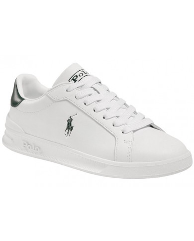 Sneake Hombre Ralph Lauren Heritage Court II Doble Encaje Cuero Blanco Verde