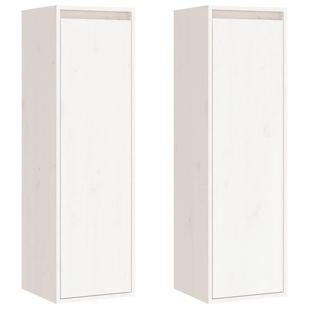 vidaXL Armario de pared 2 unidades madera maciza de pino 30x30x100 cm Natural, Blanco, Gris Mueble Almacenaje Estantería para Oficina, Estudio, Dormitorio Estantería/Librería/ mueble de Almacenamiento