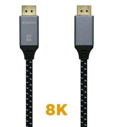Cable Displayport 1.4 8K Aisens A149-0437/ Displayport Macho - Displayport Macho/ 2m/ Negro Gris
