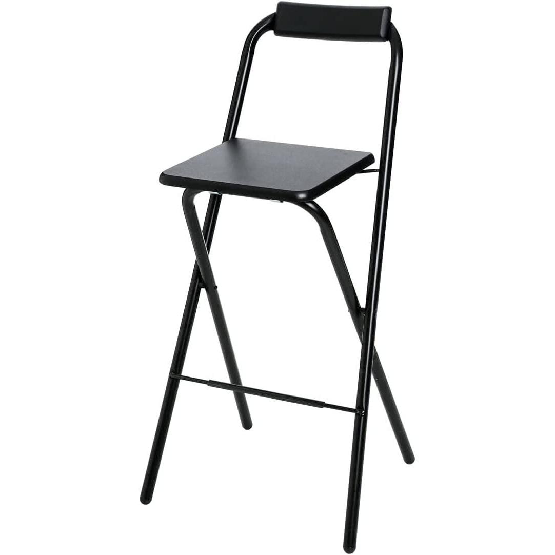 TIENDA EURASIA® Taburete Alto de Cocina - Taburete Plegable de Metal con Asiento y Respaldo de Madera - Incluye Reposapies para Mayor Confort - Taburete Bar Plegable 99x47x49cm