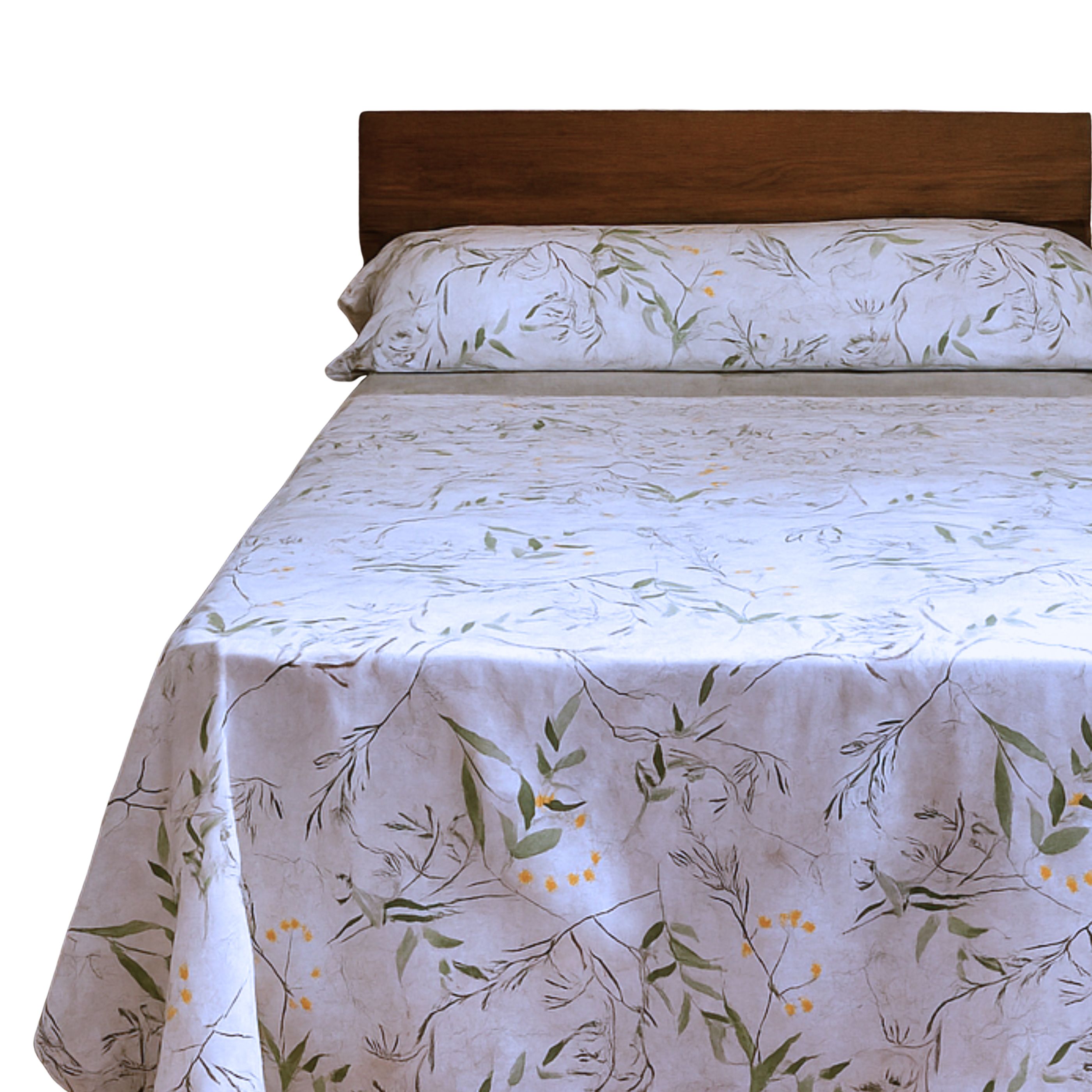 Juego de Sábanas 3/4 Piezas Algodón Flor Melisa Alo Home Sábana Bajera + Encimera y Fundas de Almohadas Cama 90, 135 y 150 cm