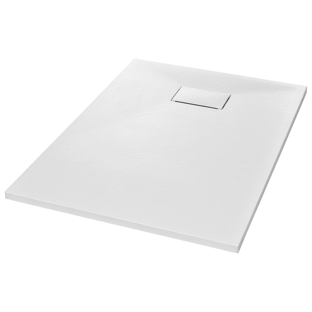 vidaXL Plato Ducha Resina Pizarra Extraplano Antideslizante 100x70 cm Color Gris,  Marrón,  Blanco y mas