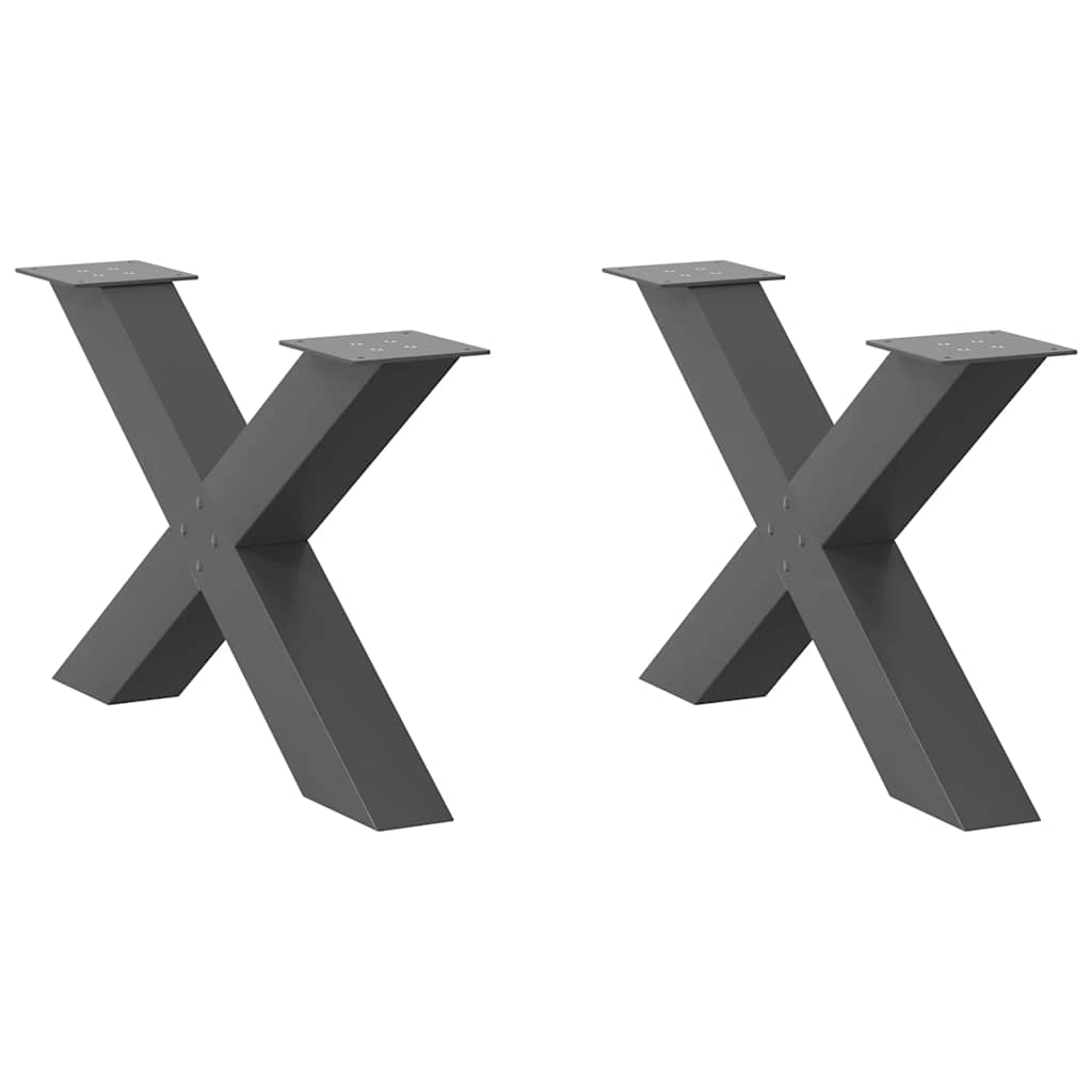 vidaXL Patas para mesa de centro en forma de X (2 unidades) 70 x (42-43) cm, acero