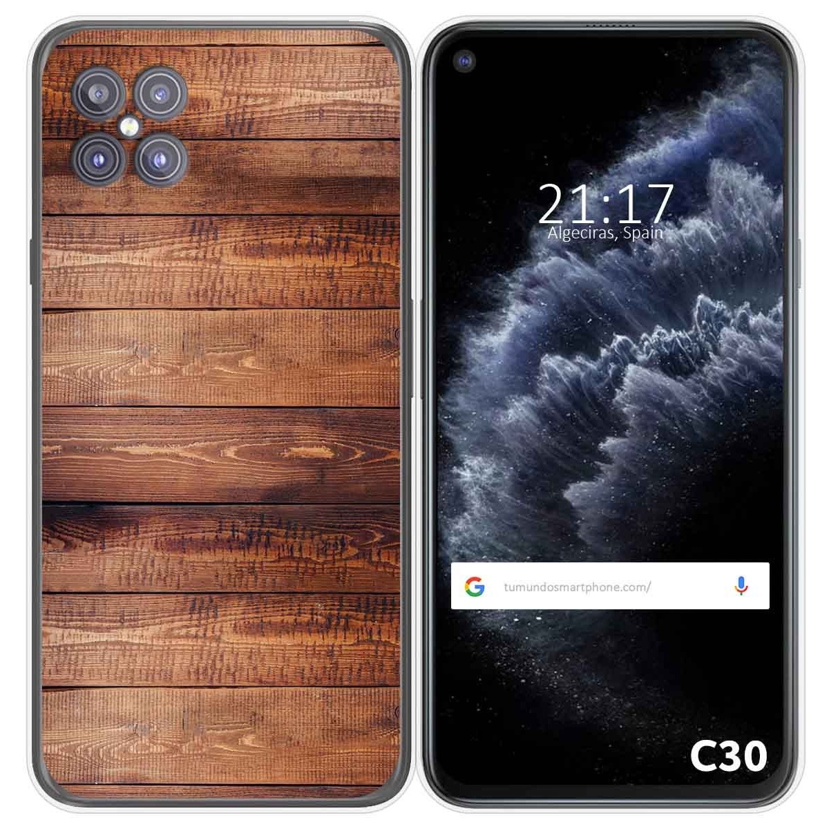 Tumundosmartphone Funda Gel Tpu para Cubot C30 diseño Madera 02 Dibujos