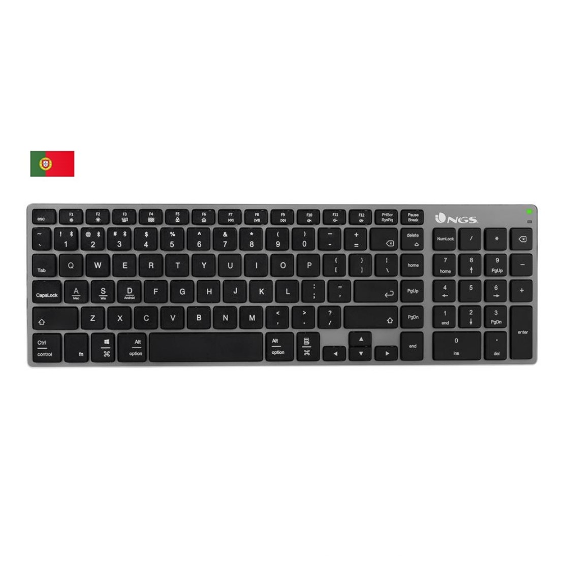 NGS FORTUNE-BT- Teclado Inalámbrico Multidispositivo Recargable, Compatible con Bluetooth 5.0, Alcance 10 Metros