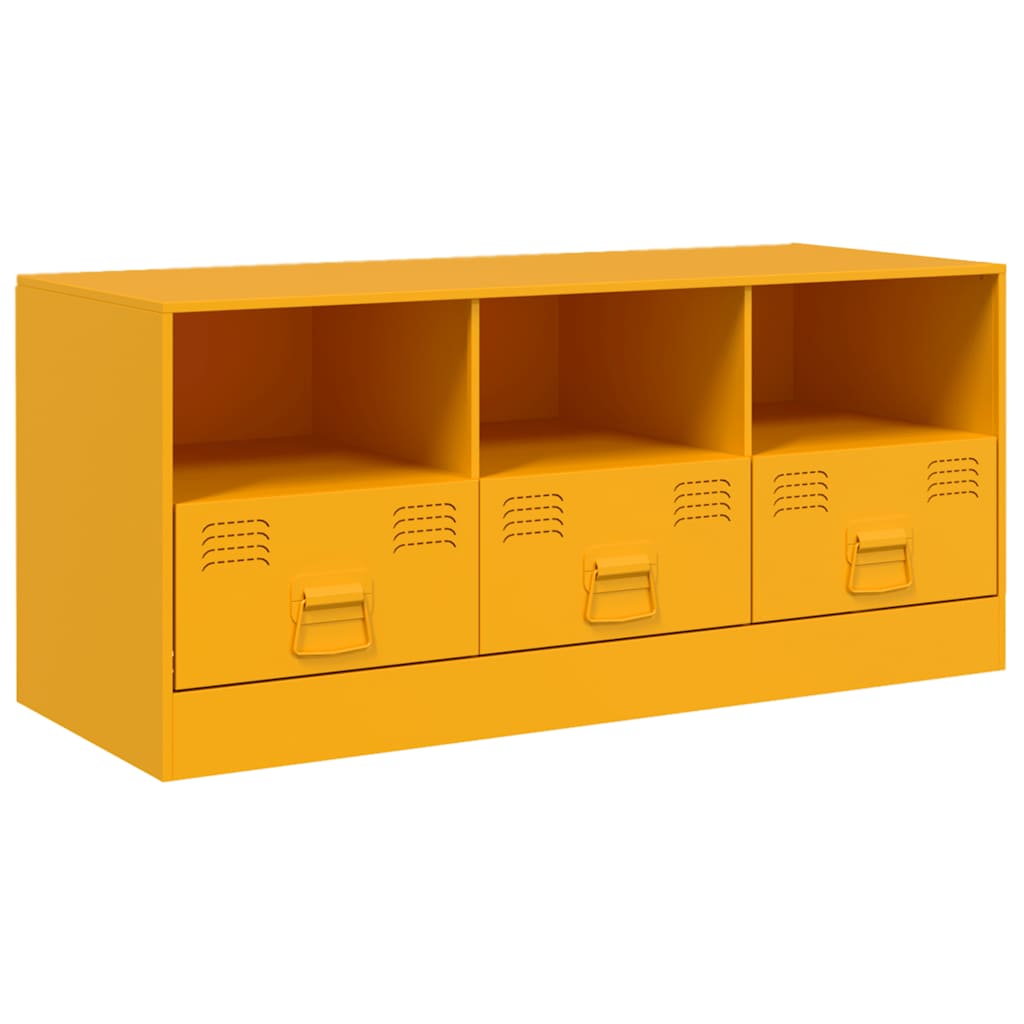 vidaXL Mueble para TV de acero 99x39x44 cm en color Rosa/Amarillo mostaza/Negro y más | almacenamiento funcional diseño moderno para baño dormitorio sala