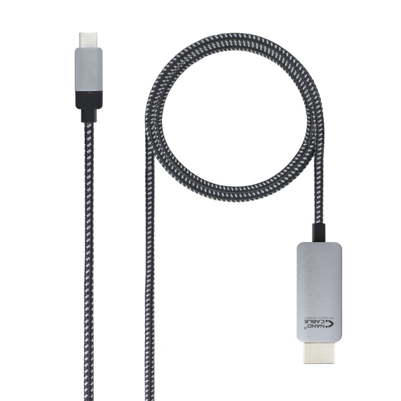 Nanocable - 10.15.5103 adaptador de cable de vídeo 3 m USB Tipo C HDMI Aluminio, Negro 10.15.5103