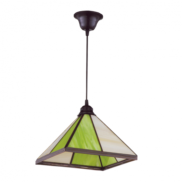 Colgante farol piramide pistacho 1x27 regx27