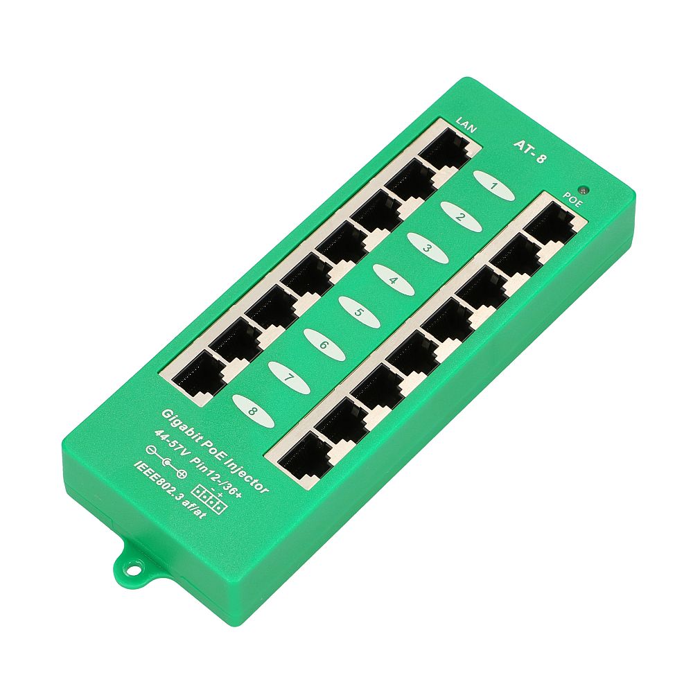 Extralink 8 puertos  gigabit poe inyector  active, 8 puertos gigabit 802.3at/af, modo a