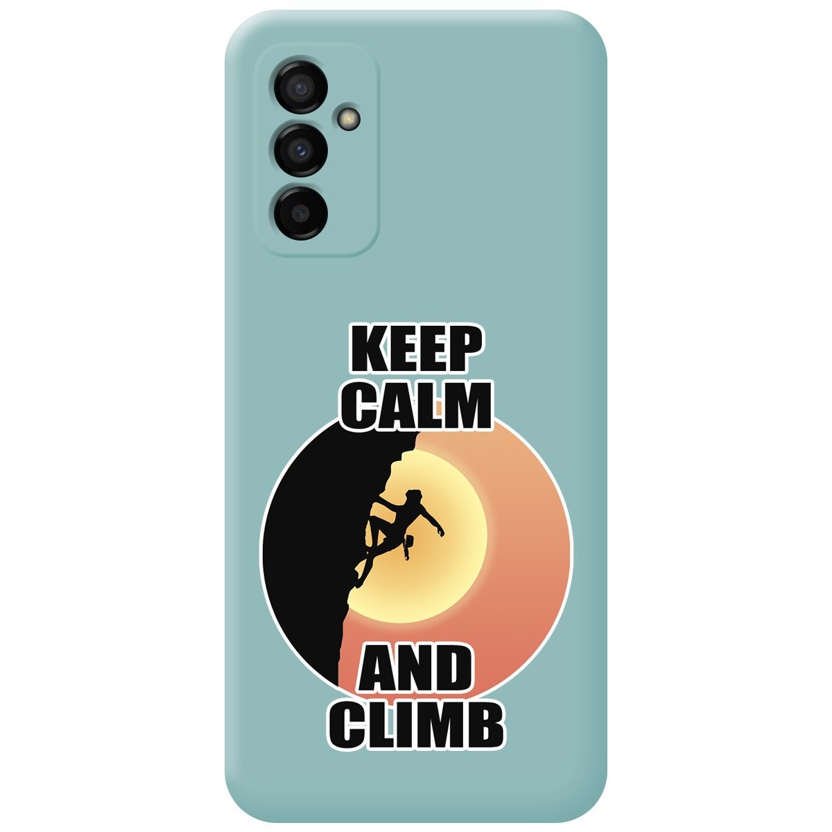 Funda Silicona Líquida Azul para Samsung Galaxy M23 5G diseño Mujer Escalada Dibujos