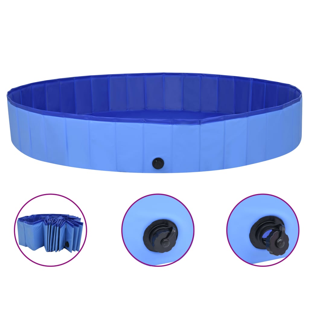 vidaXL Piscina para Perros Plegable PVC 200x30 cm Mascotas Bañera Jardín Color Azul,  Rojo, y mas
