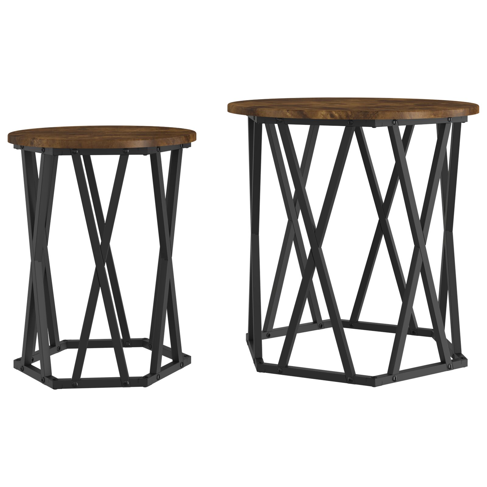 Mesas Laterales vidaXL 2 pcs de Madera de Roble Ahumado