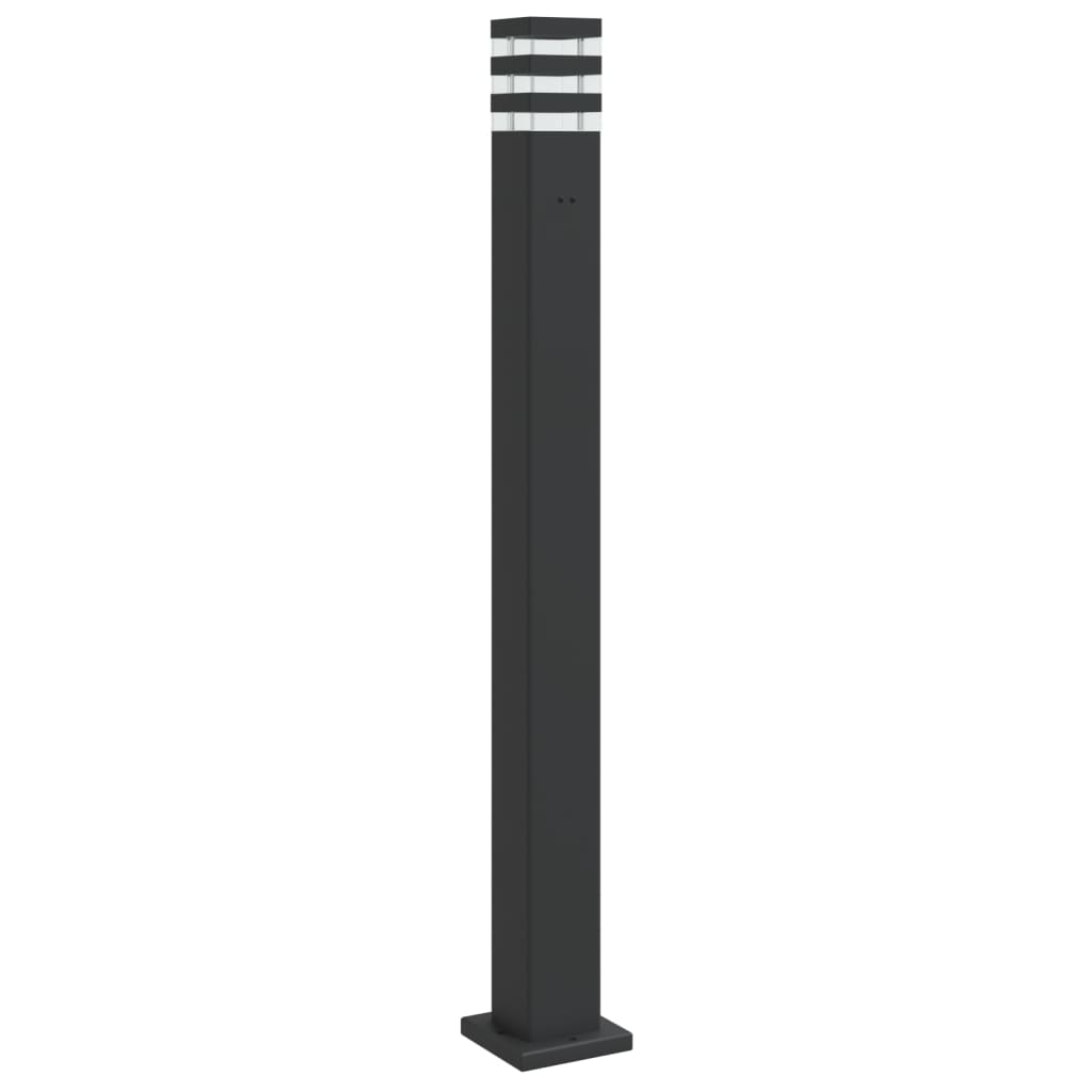 vidaXL Lámpara de suelo de exterior con enchufe aluminio negro Dimensiones 50 cm, 80 cm, 110 cm