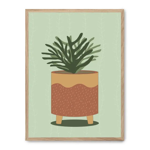 Cuadro plant plot iii 30x40cm, Póster impreso en papel de primera calidad de 180gr, montado sobre marco de madera MDF acabado roble., Arte - Pinturas