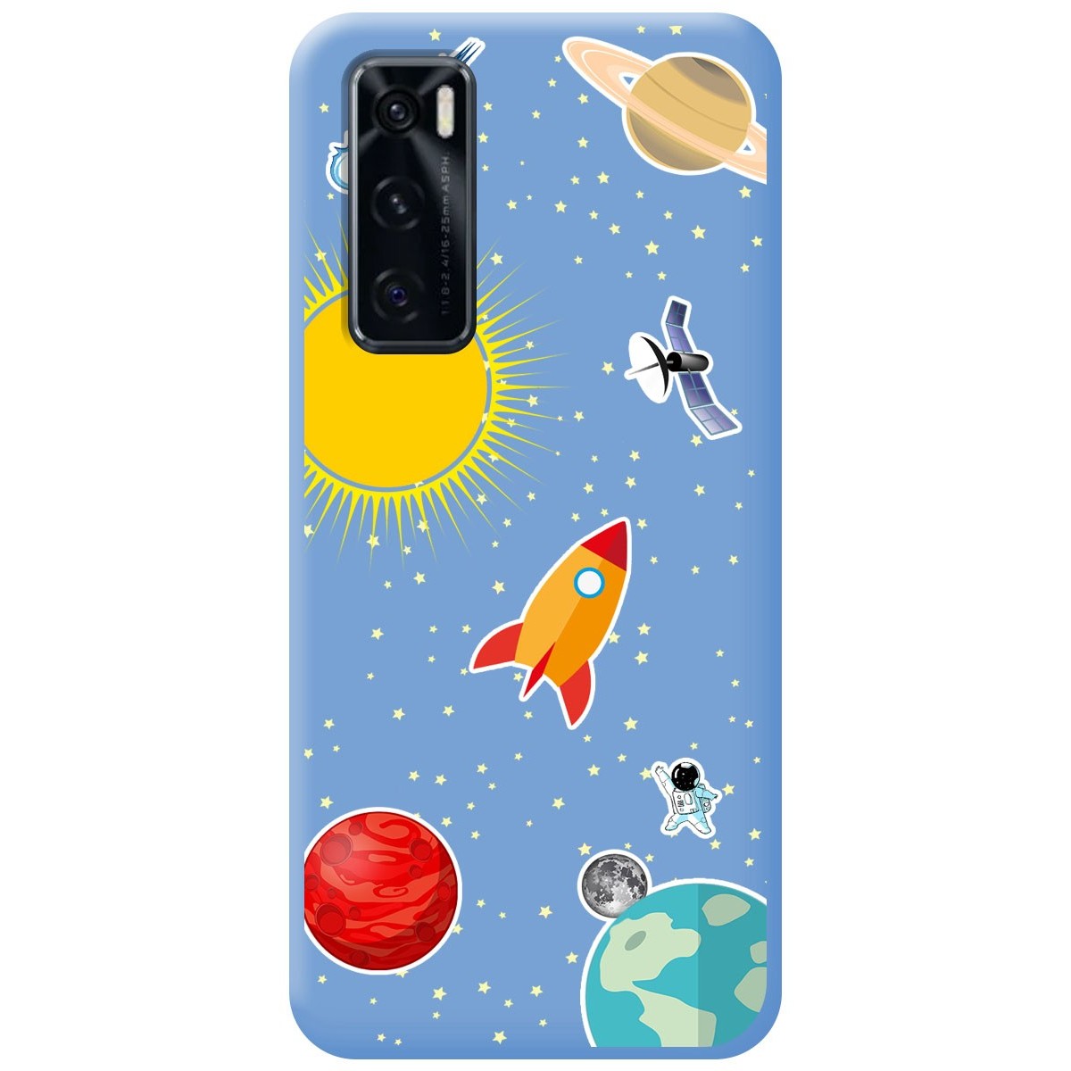 Funda Silicona Líquida Azul para Vivo Y70 diseño Espacio Dibujos