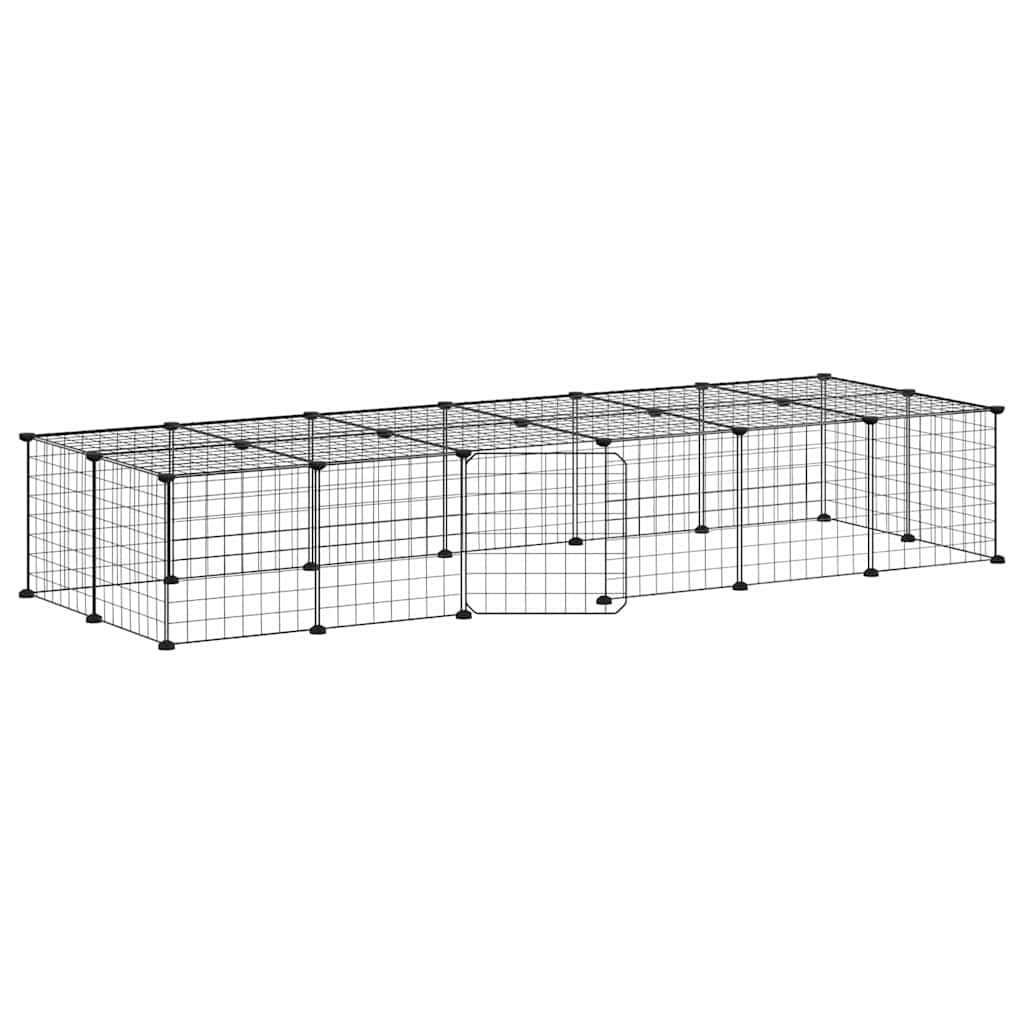 vidaXL Jaula para Mascotas de 28 Paneles Puerta Acero Negro Animal Pequeño 35x35cm Altura de la rejilla (Cada una) 4.3 cm, 1.5 cm
