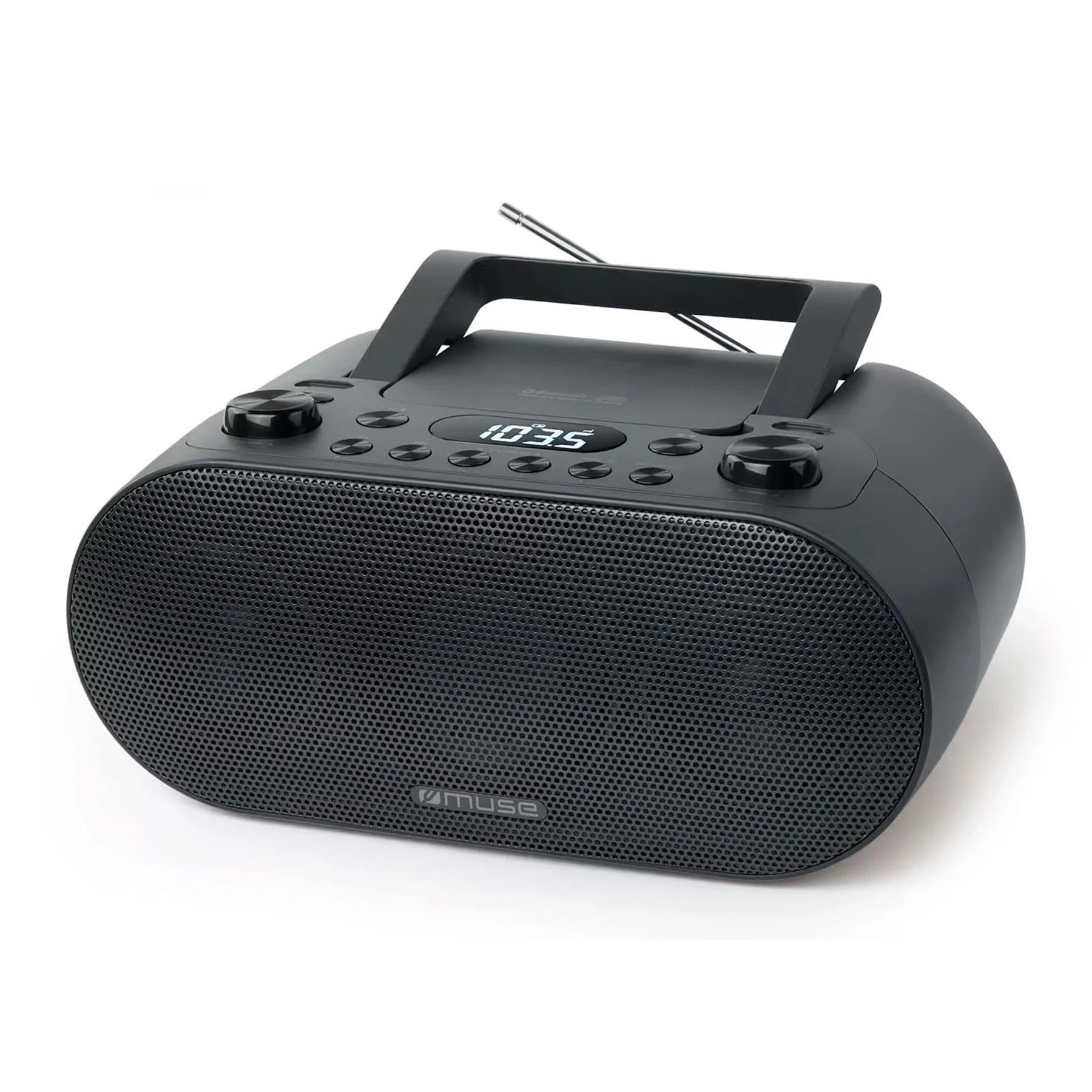 Muse - Reproductor CD portátil M-35 BT con radio FM PLL, Bluetooth, USB y pantalla LCD — Negro, ideal para uso doméstico, oficina y viajes
