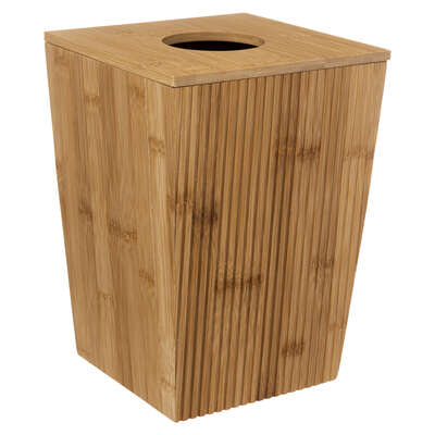 Factory Cuadros Cubo de Tierra Desconocido 6L - Fabricado en Bambú - Color Beige - Papelera de Baño