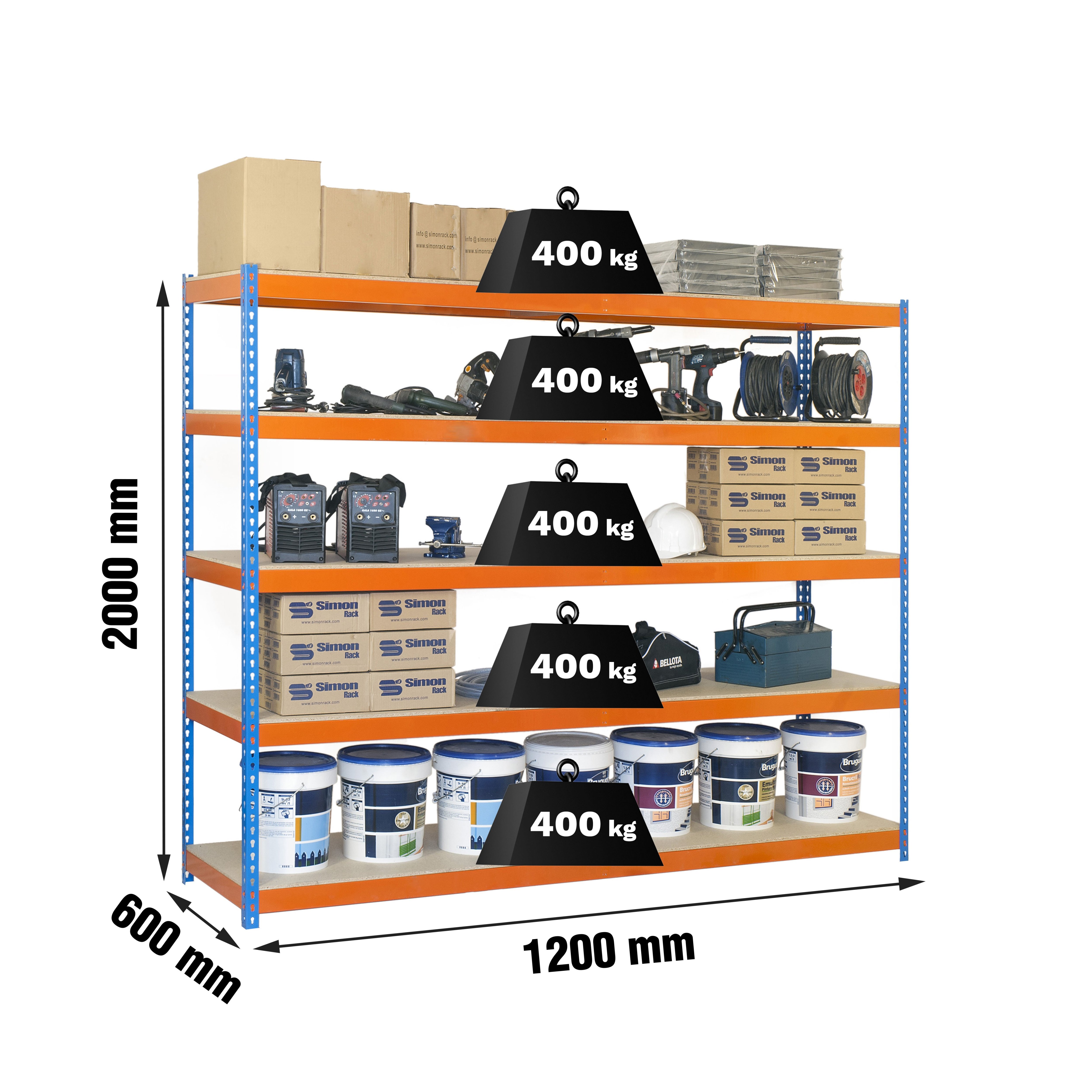 Estantería SIMONRACK Ecoforte 1206-5 chipboard azul/naranja/mader