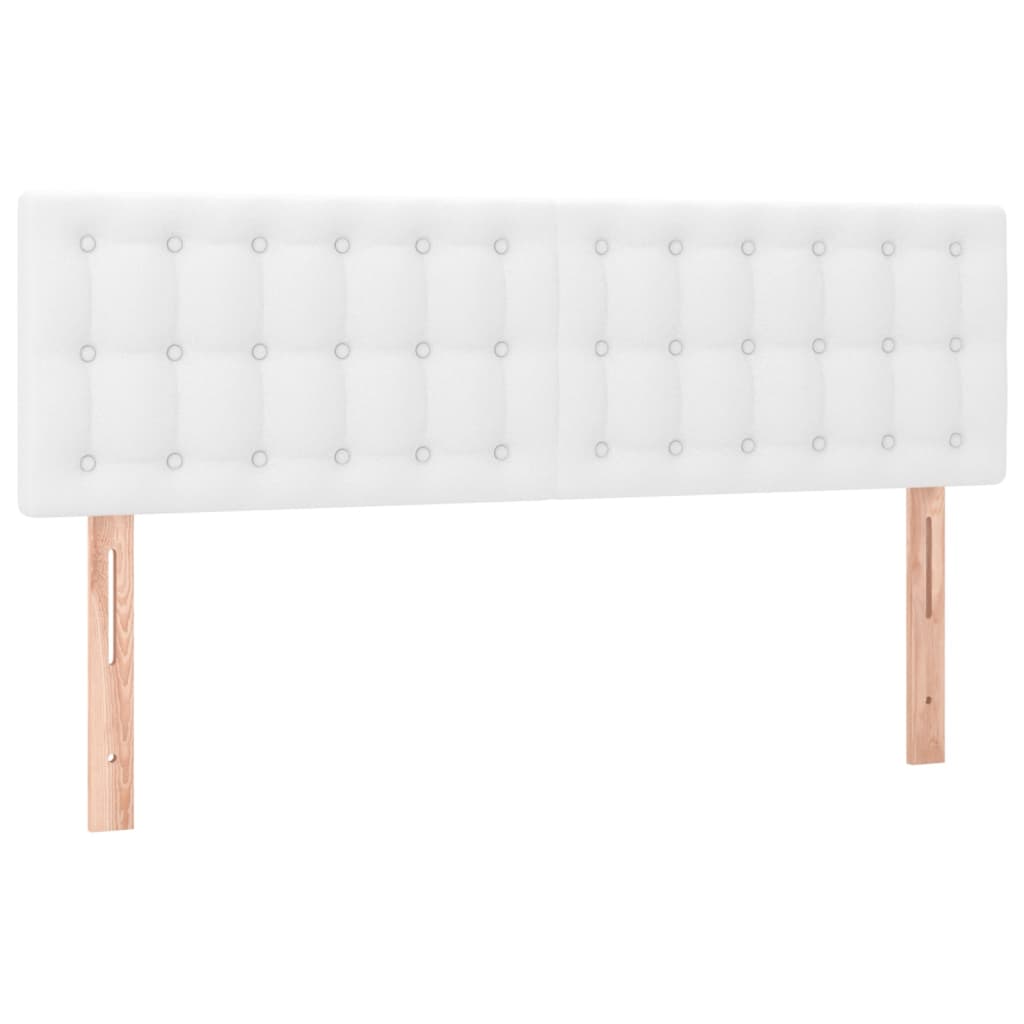 vidaXL Cabecero con LED cuero sintético blanco 144x5x78/88 cm