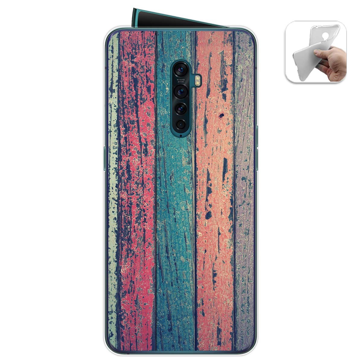 Tumundosmartphone Funda Gel Tpu para Oppo Reno 2 diseño Madera 10 Dibujos