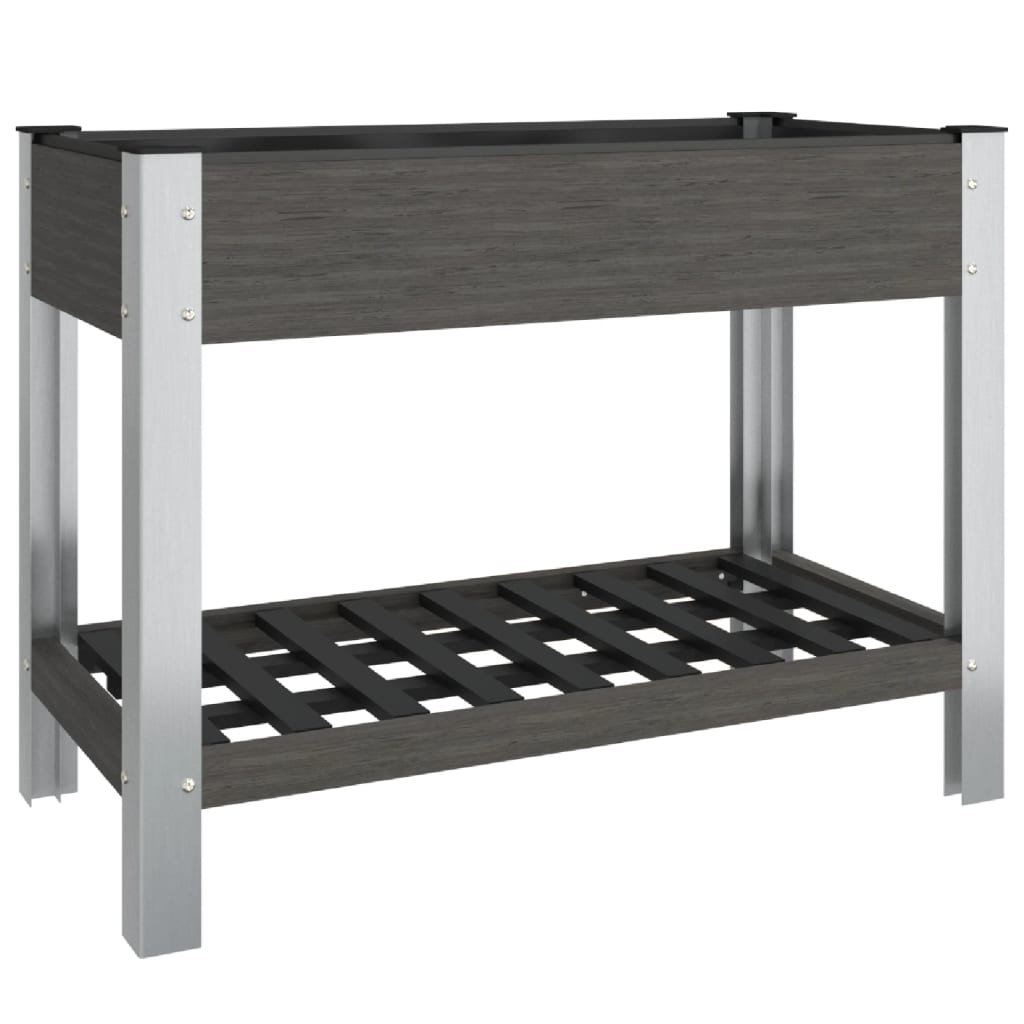 vidaXL Arriate de jardín con estante WPC gris Dimensiones 50 x 50 x 90 cm,  75 x 50 x 90 cm,  200 x 50 x 90 cm y mas