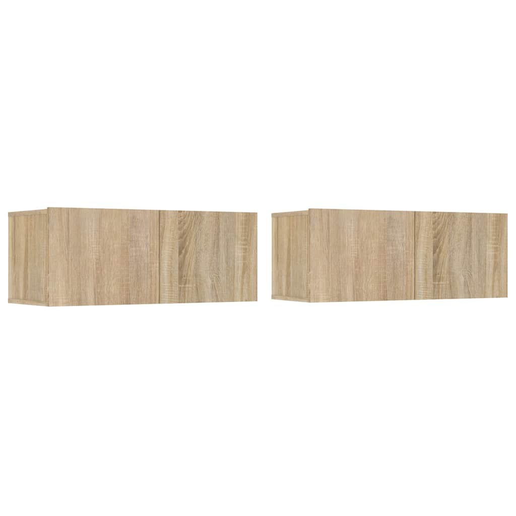 vidaXL Muebles de TV 2 uds madera ingeniería roble Sonoma 80x30x30 cm